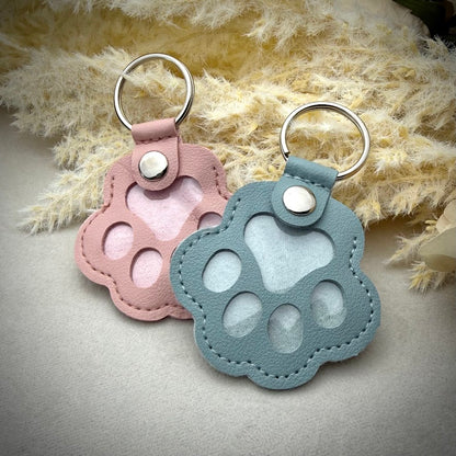 Engraved Coloured Paw Fur Keyring
