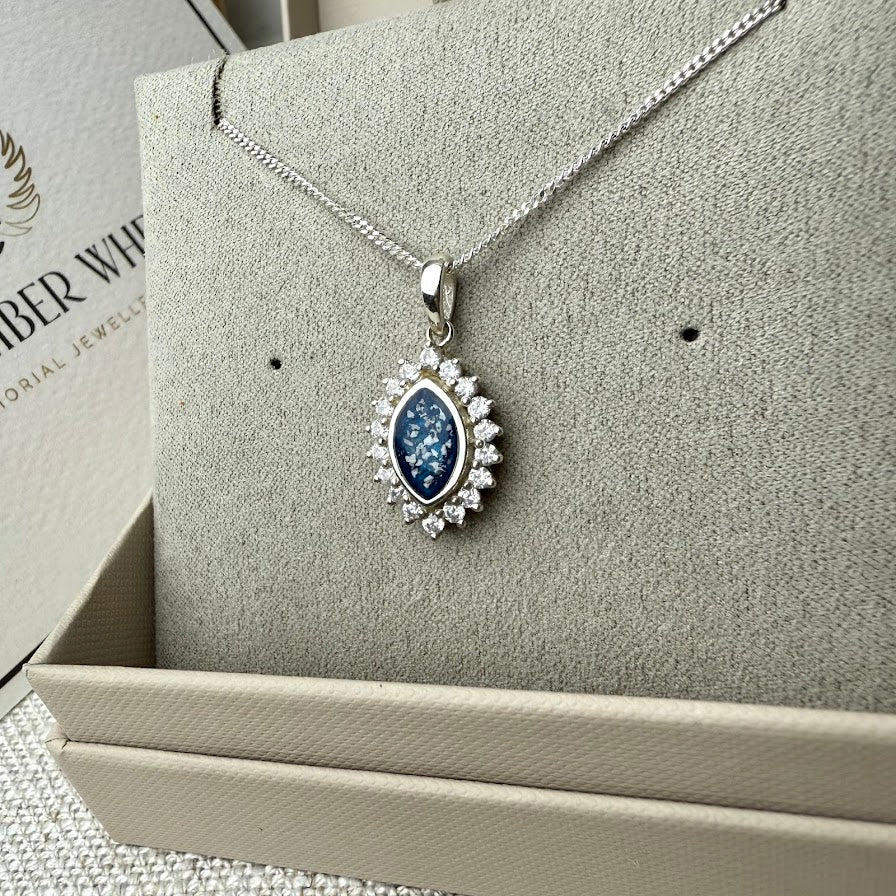 Sterling Silver Marquise Memorial Pendant