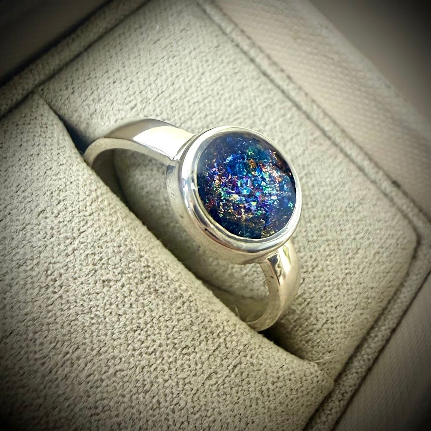 Sterling Silver 10mm Round Memorial Ring