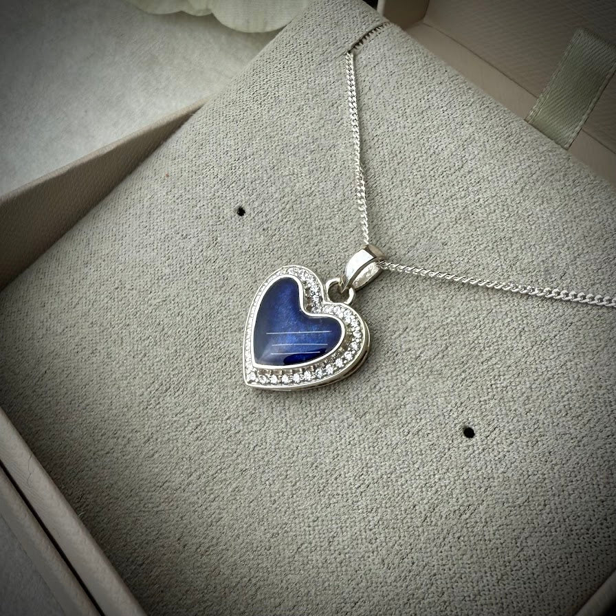 Sterling Silver Crystal Heart Memorial Pendant