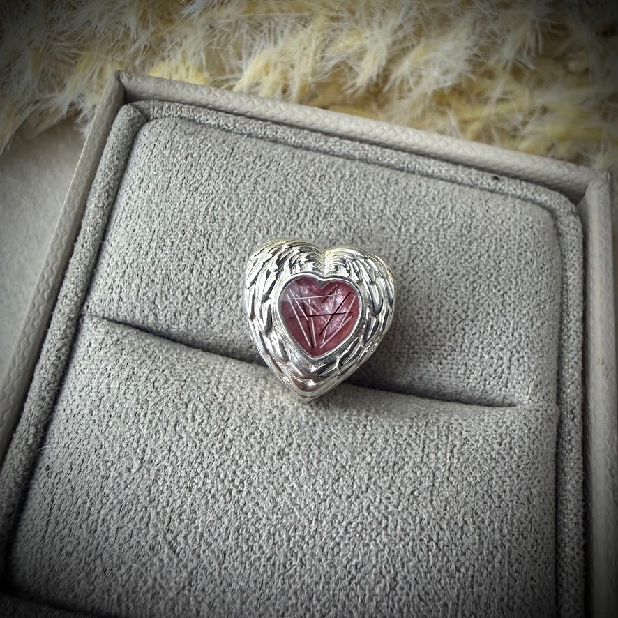 Sterling Silver Angel Wing Heart Memorial Charm
