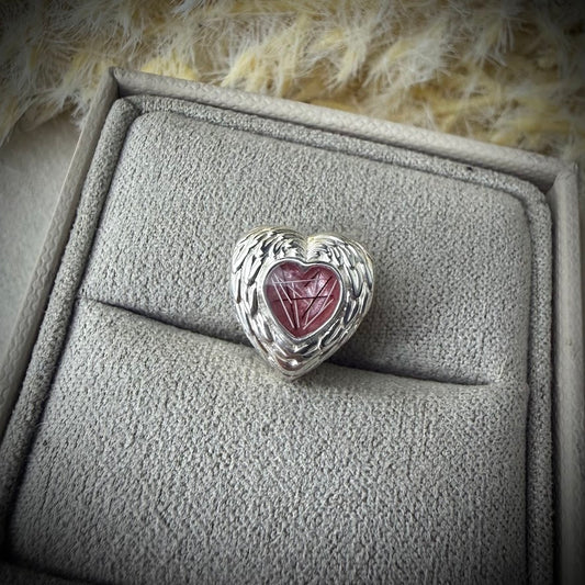 Sterling Silver Angel Wing Heart Memorial Charm