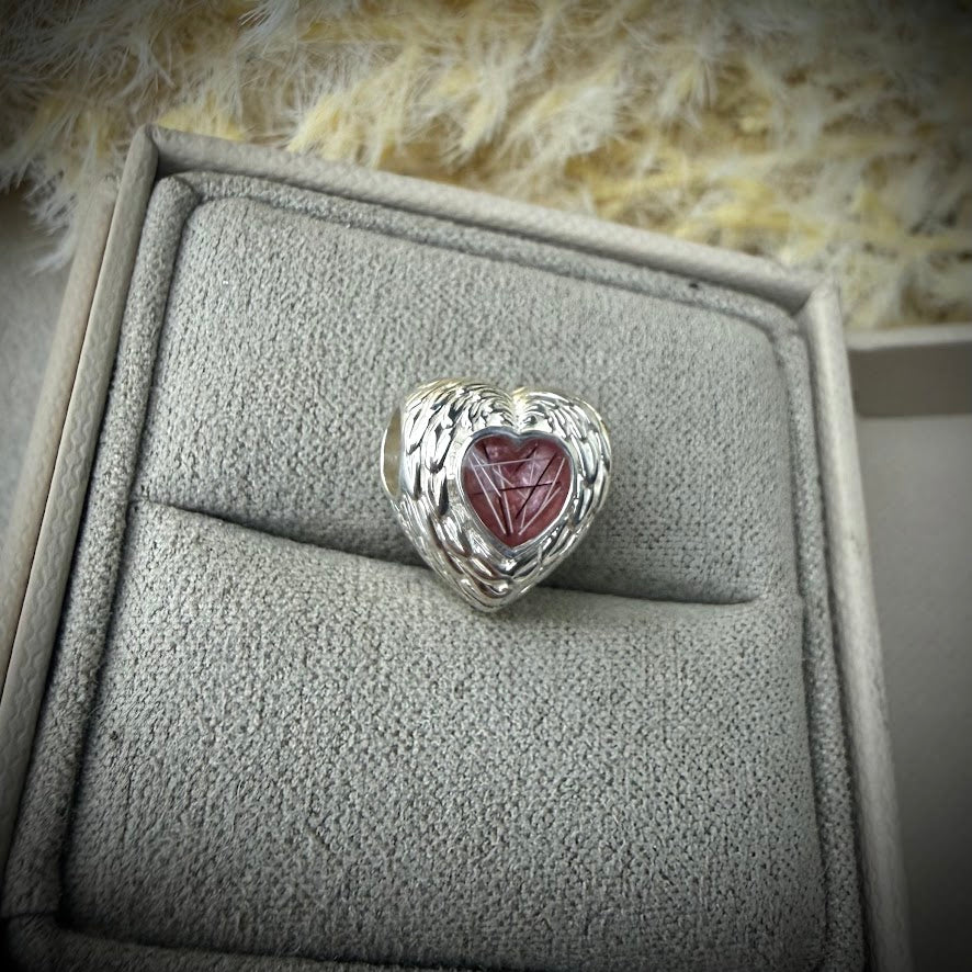Sterling Silver Angel Wing Heart Memorial Charm