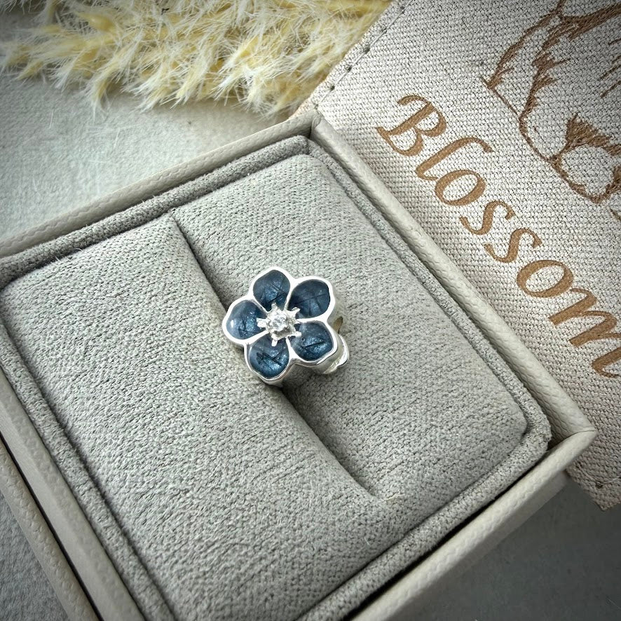 Sterling Silver Forget Me Not/ Flower Bracelet Memorial Charm