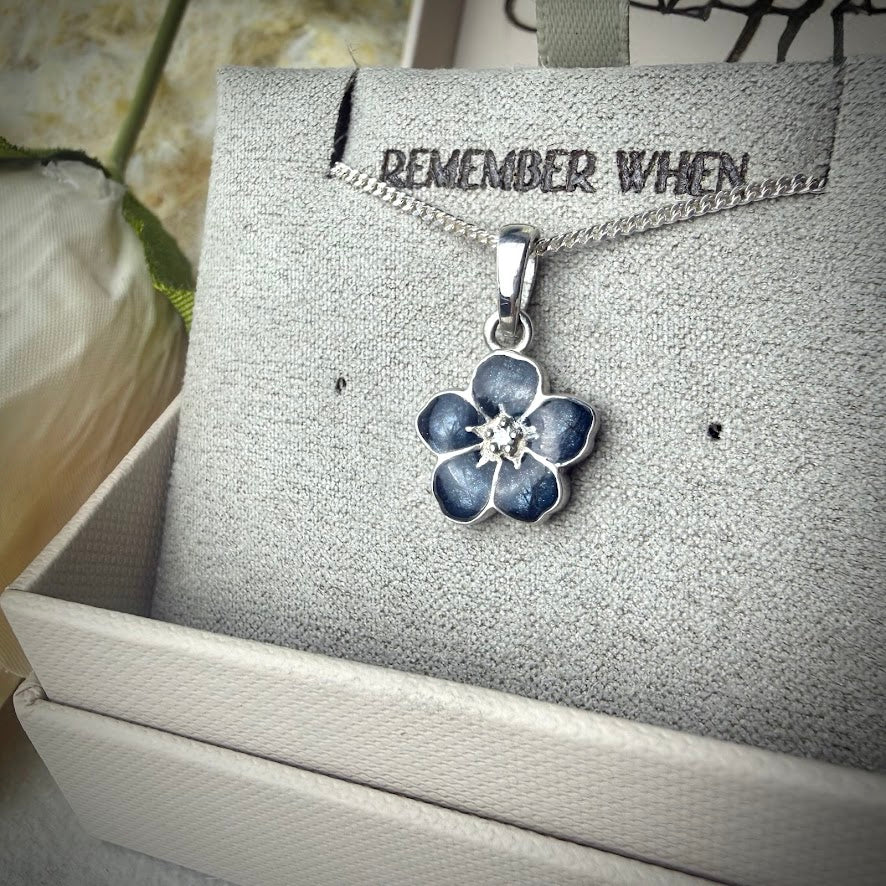 Sterling Silver Forget Me Not/ Flower Memorial Pendant
