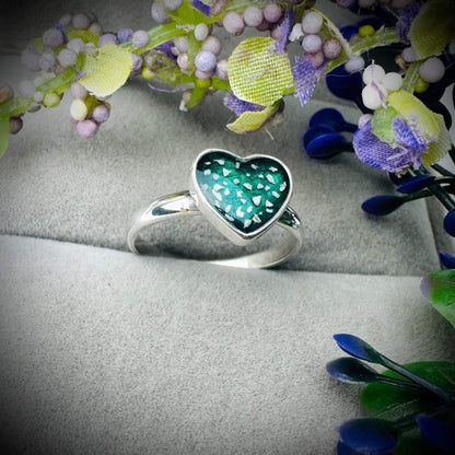 Sterling Silver Large Heart Memorial Ring