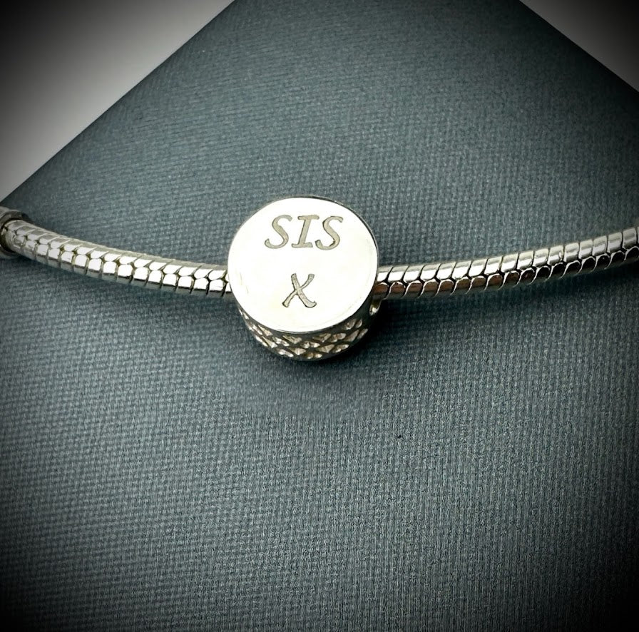 Sterling Silver Crystal Round Bracelet Memorial Charm
