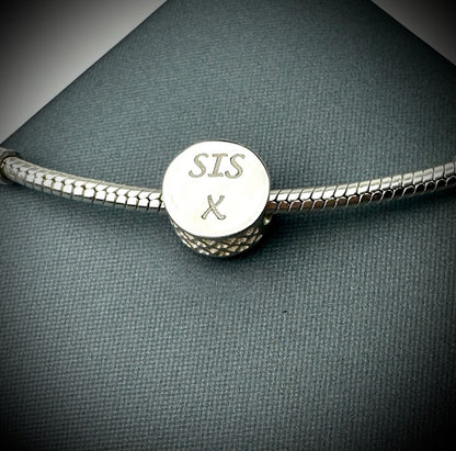 Sterling Silver Crystal Round Bracelet Memorial Charm