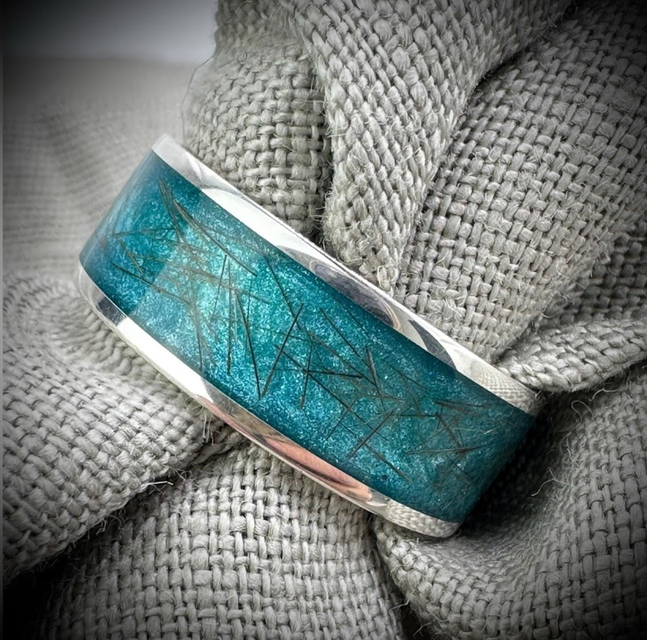 Sterling Silver 8mm Silver Channel Memorial Ring