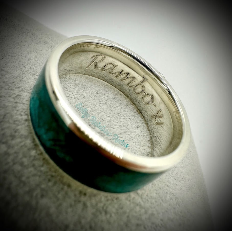 Sterling Silver 8mm Silver Channel Memorial Ring