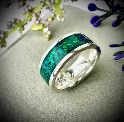 Sterling Silver 8mm Silver Channel Memorial Ring