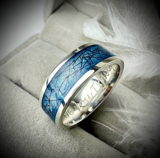 Sterling Silver 8mm Silver Channel Memorial Ring