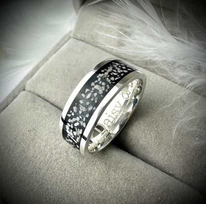 Sterling Silver 8mm Silver Channel Memorial Ring
