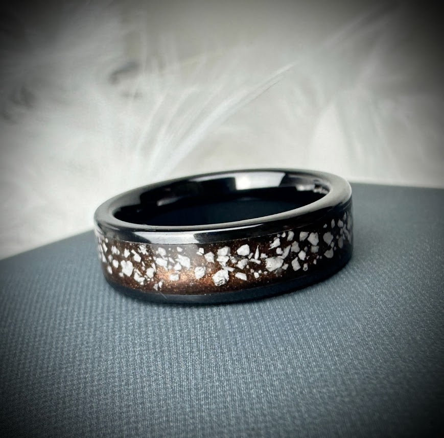 Black Ceramic 6mm Channel Memorial Ring