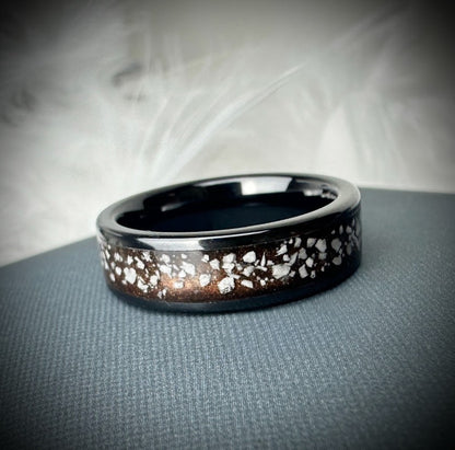 Black Ceramic 6mm Channel Memorial Ring