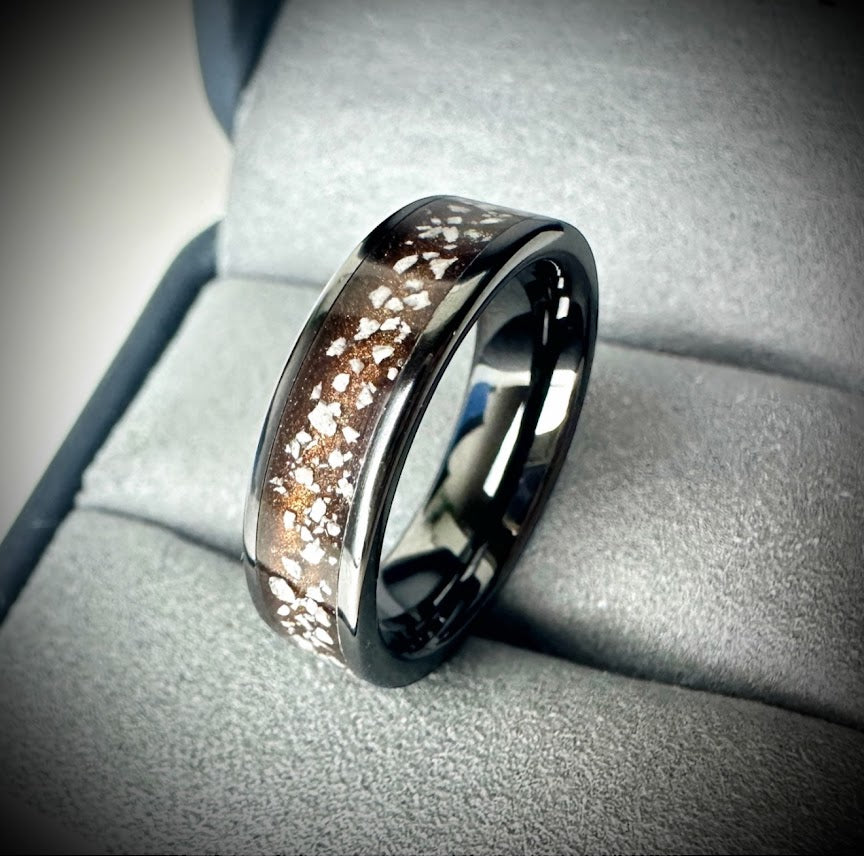 Black Ceramic 6mm Channel Memorial Ring