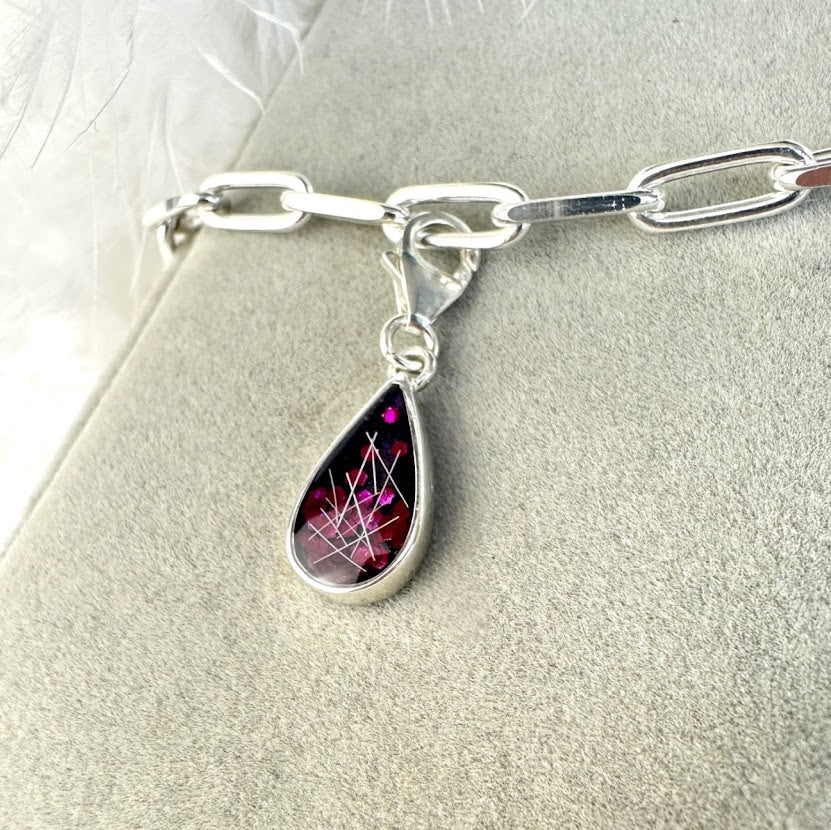 Sterling Silver Clip On Teardrop Bracelet Memorial Charm
