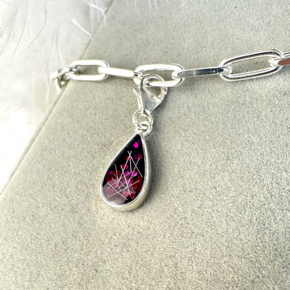 Sterling Silver Clip On Teardrop Bracelet Memorial Charm