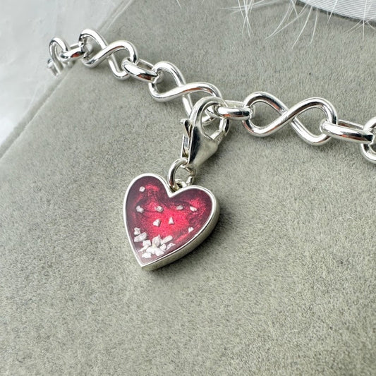 Sterling Silver Clip On Heart Bracelet Memorial Charm