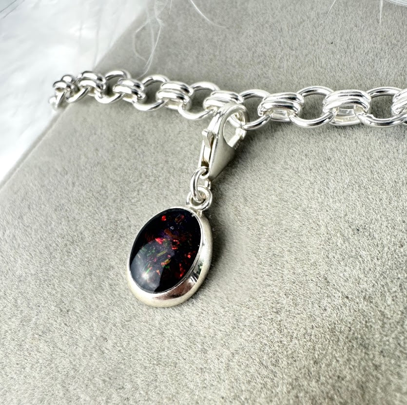 Sterling Silver Clip On Oval Bracelet Memorial Charm
