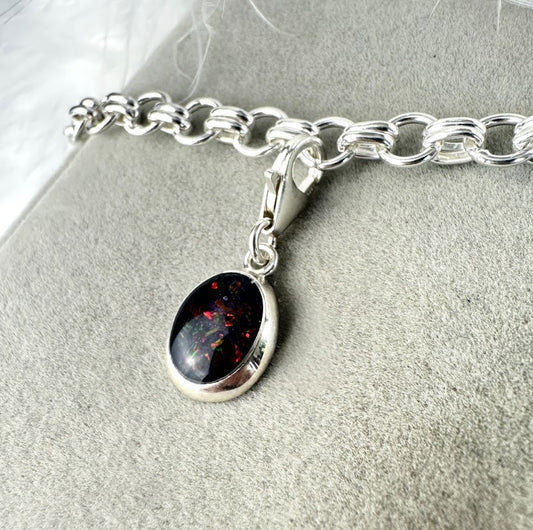Sterling Silver Clip On Oval Bracelet Memorial Charm