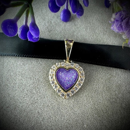 9ct Yellow Gold Crystal Heart Memorial Pendant