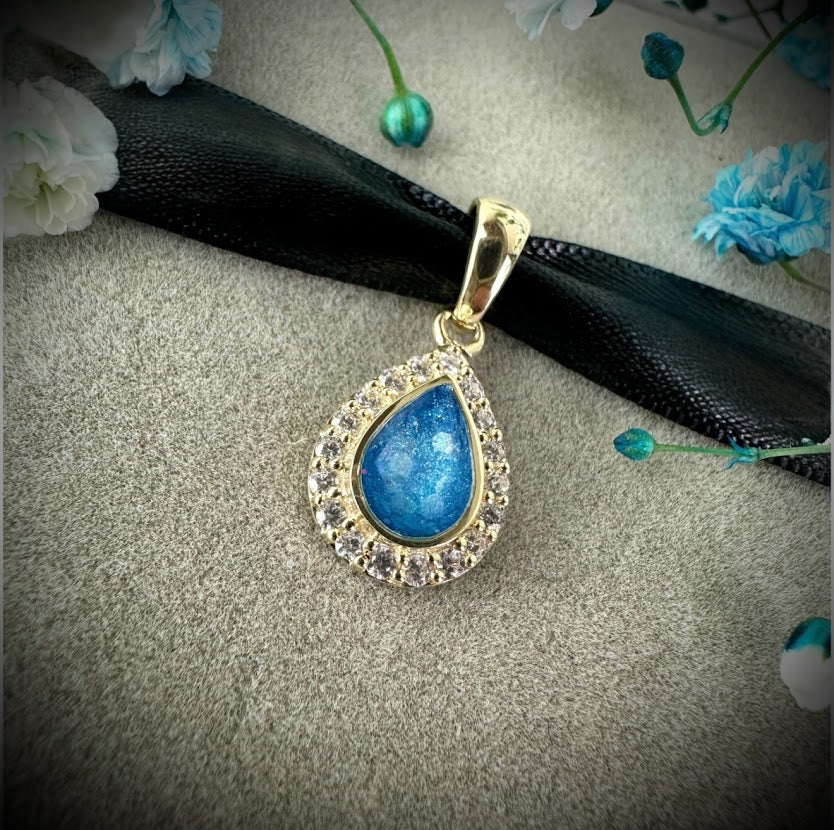 9ct Yellow Gold Crystal Teardrop Memorial Pendant