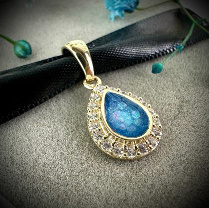 9ct Yellow Gold Crystal Teardrop Memorial Pendant