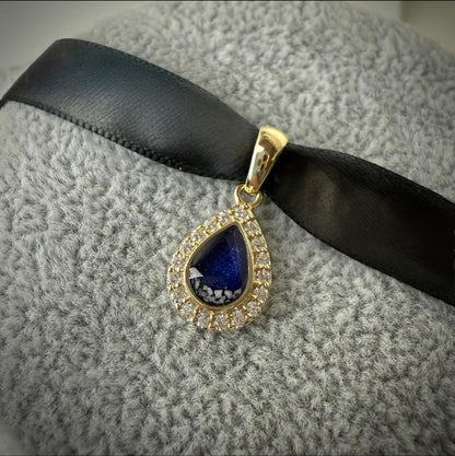 9ct Yellow Gold Crystal Teardrop Memorial Pendant