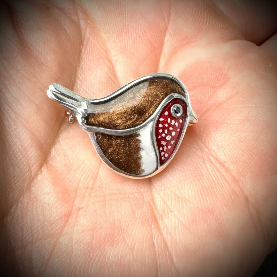 Sterling Silver Robin Memorial Brooch / Pin