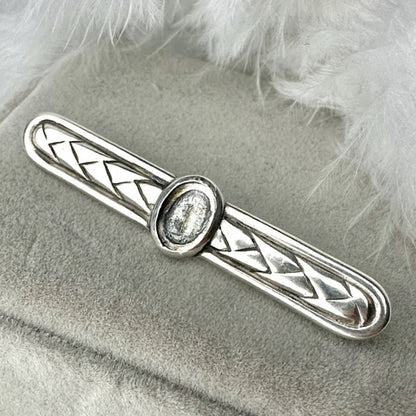 Sterling Silver Vintage Plaited Memorial Brooch / Pin