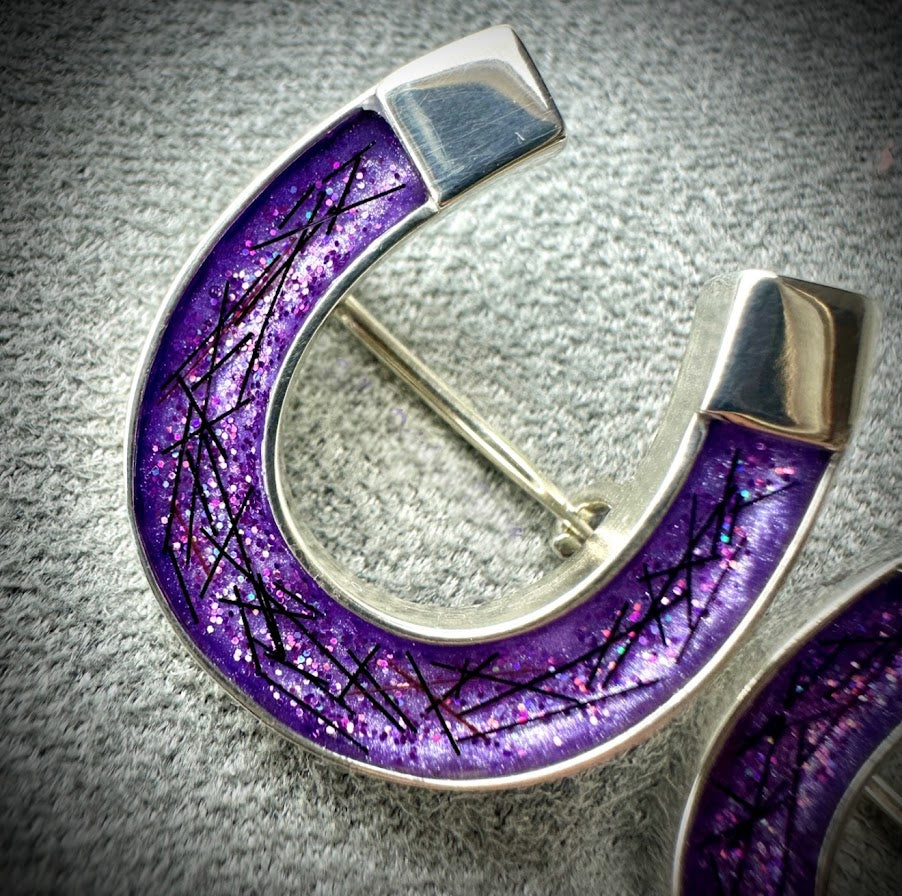 Sterling Silver Horseshoe Memorial Brooch/Pin