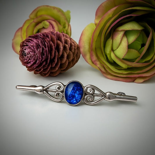 Sterling Silver Vintage Oval Heart Memorial Brooch / Pin