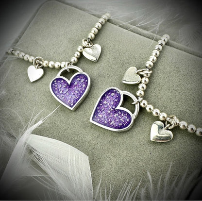 Sterling Silver Beaded heart Adjustable Memorial Bracelet