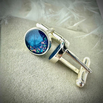 Sterling Silver Round Memorial Cufflinks