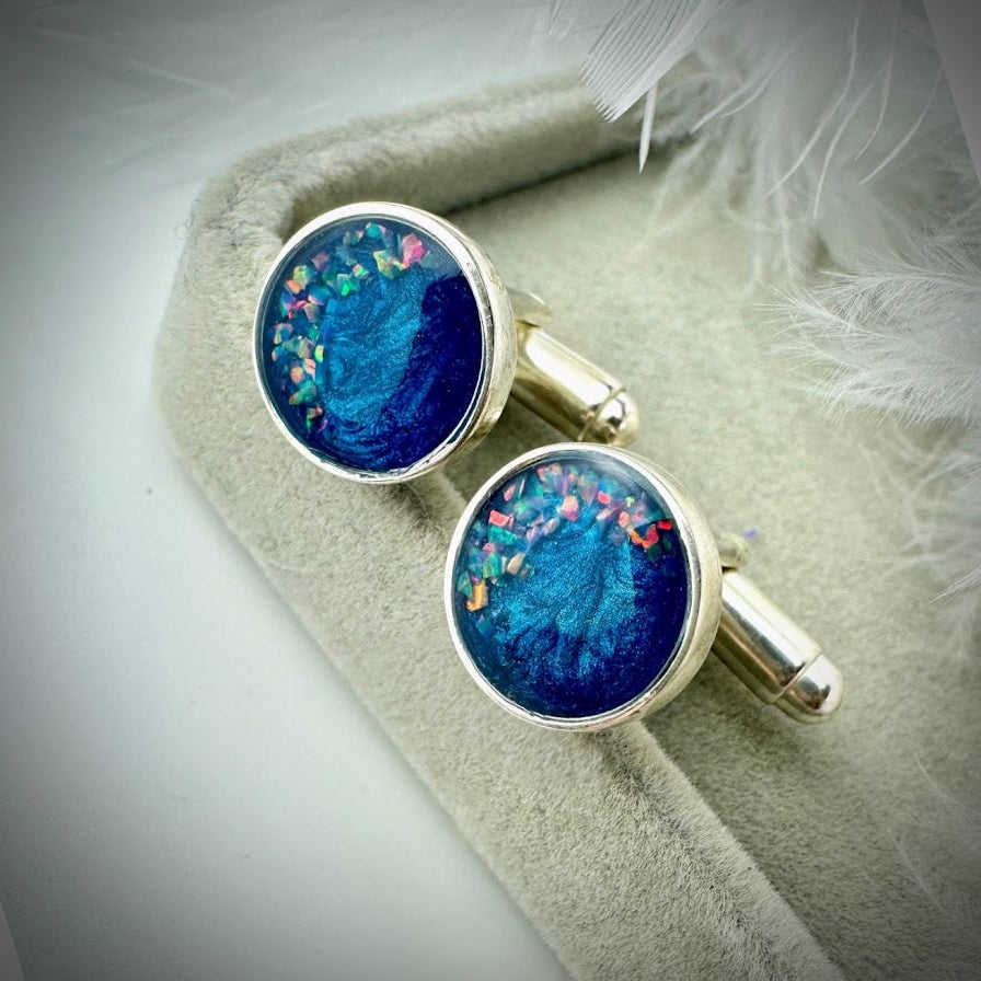 Sterling Silver Round Memorial Cufflinks
