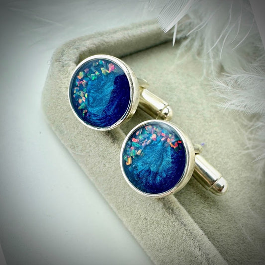 Sterling Silver Round Memorial Cufflinks