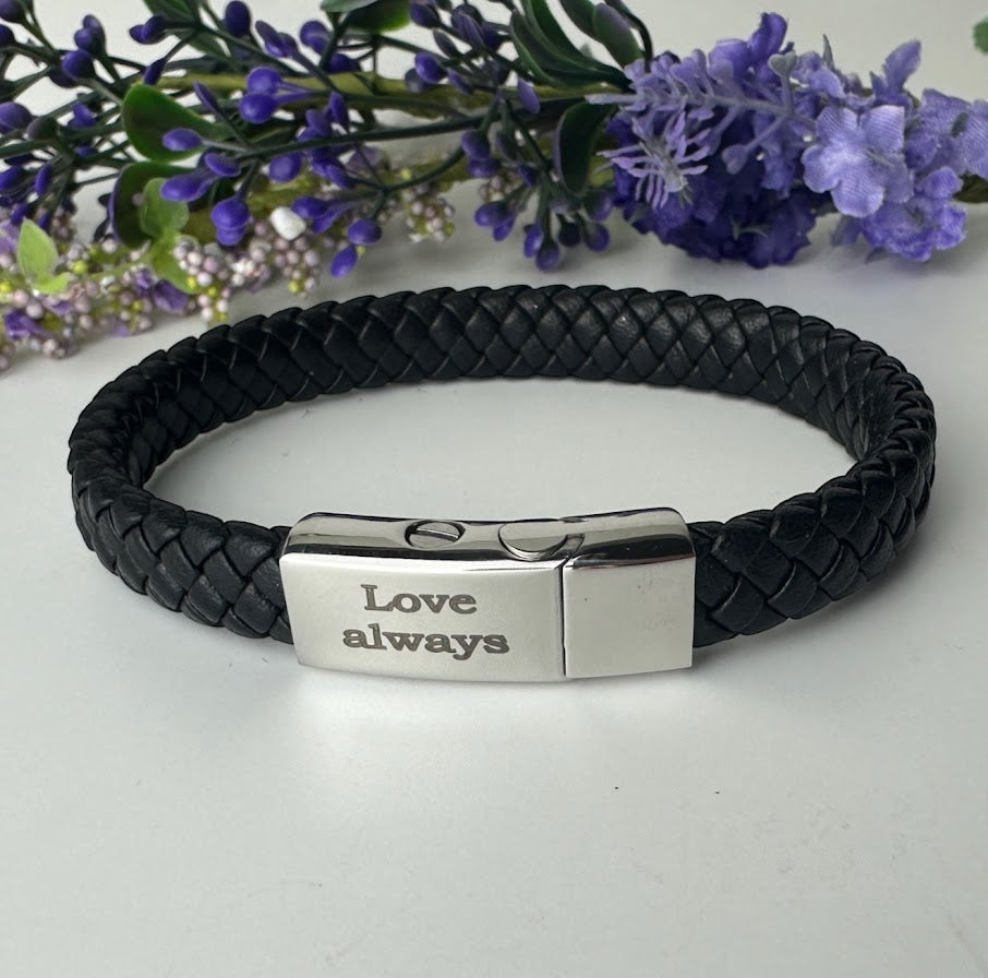 Braided Self Fill Urn Ashes Bracelet  - Engraved Love Always