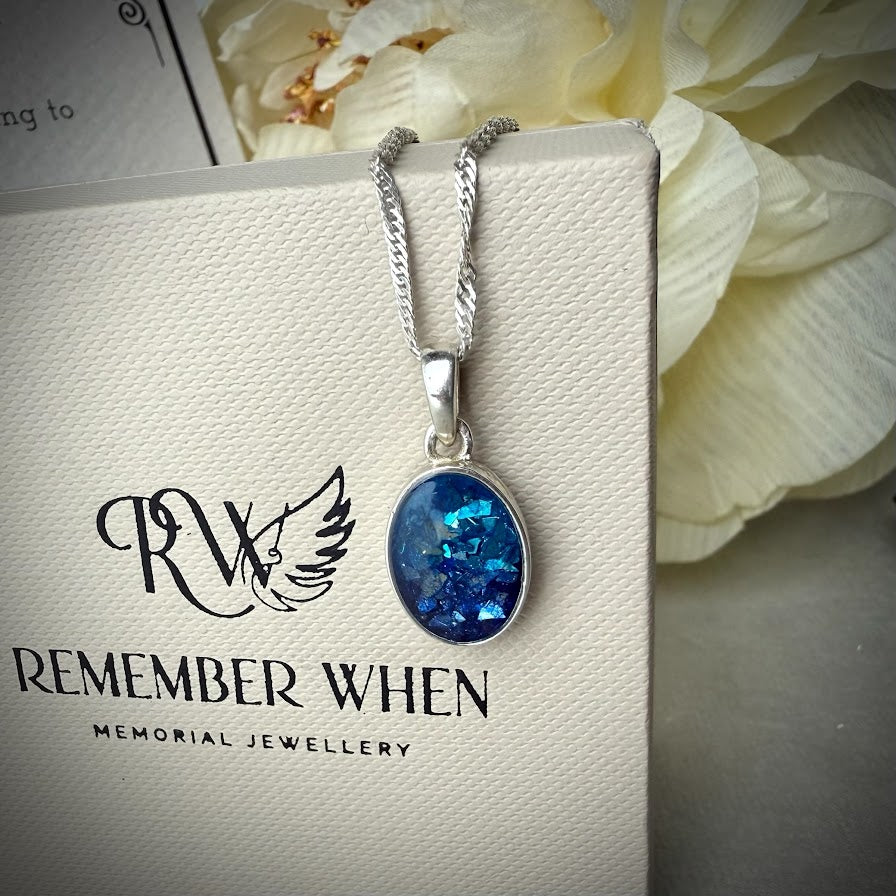 Sterling Silver Oval Memorial Pendant