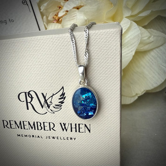 Sterling Silver Oval Memorial Pendant