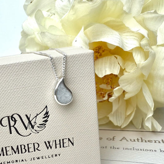 Sterling Silver Petite Floating Teardrop Memorial Pendant