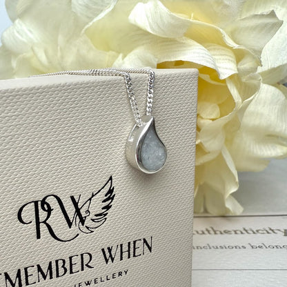 Sterling Silver Petite Floating Teardrop Memorial Pendant