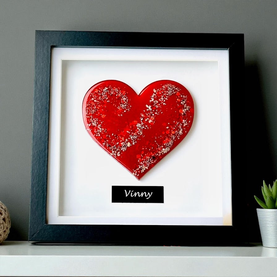 Framed Memorial Ashes/Hair Heart
