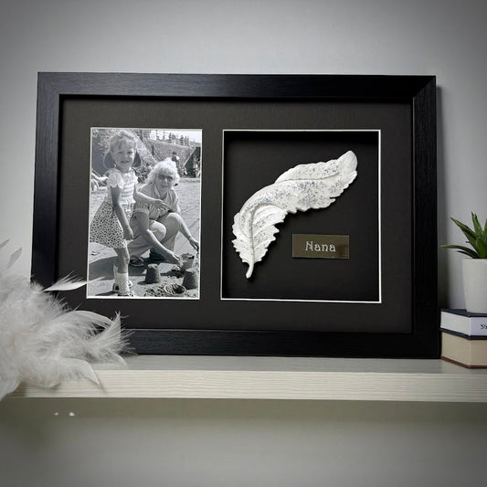 Photo Framed Memorial Ashes/Hair Feather