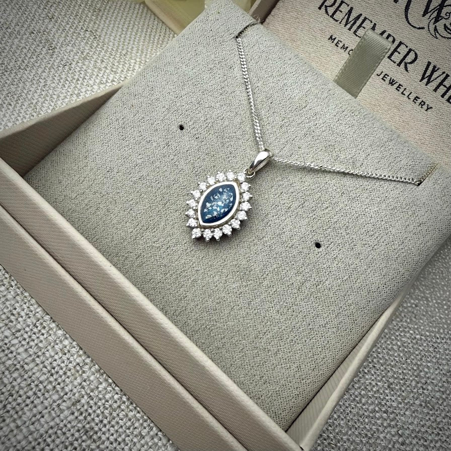 Sterling Silver Marquise Memorial Pendant