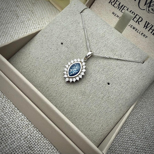Sterling Silver Marquise Memorial Pendant