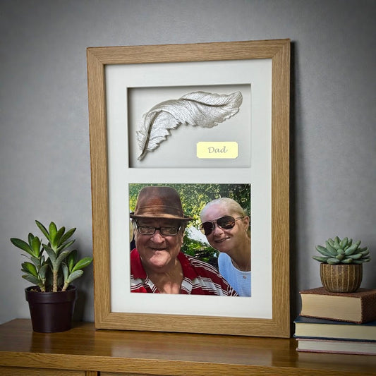 Photo Framed Memorial Ashes/Hair Feather