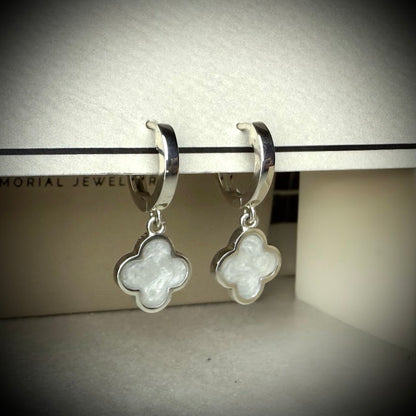 Sterling Silver Clover Huggies Memorial Earrings