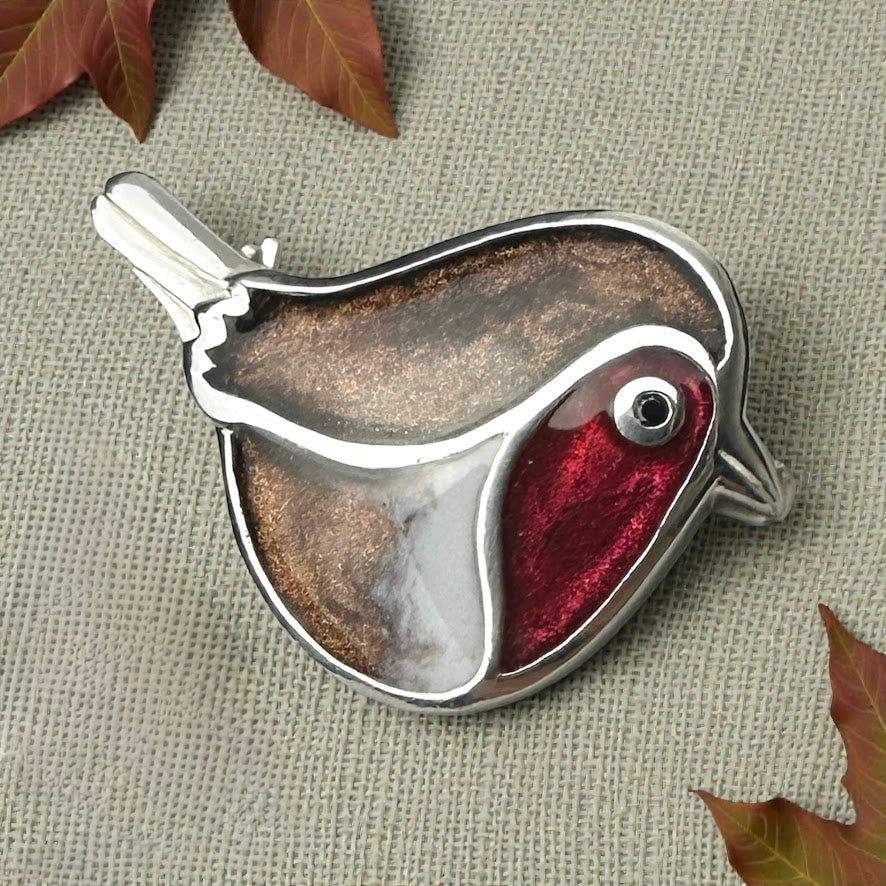 Sterling Silver Robin Memorial Brooch / Pin