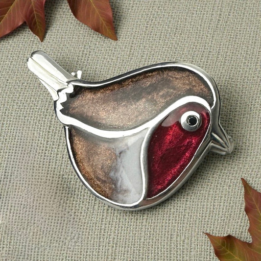 Sterling Silver Robin Memorial Brooch / Pin
